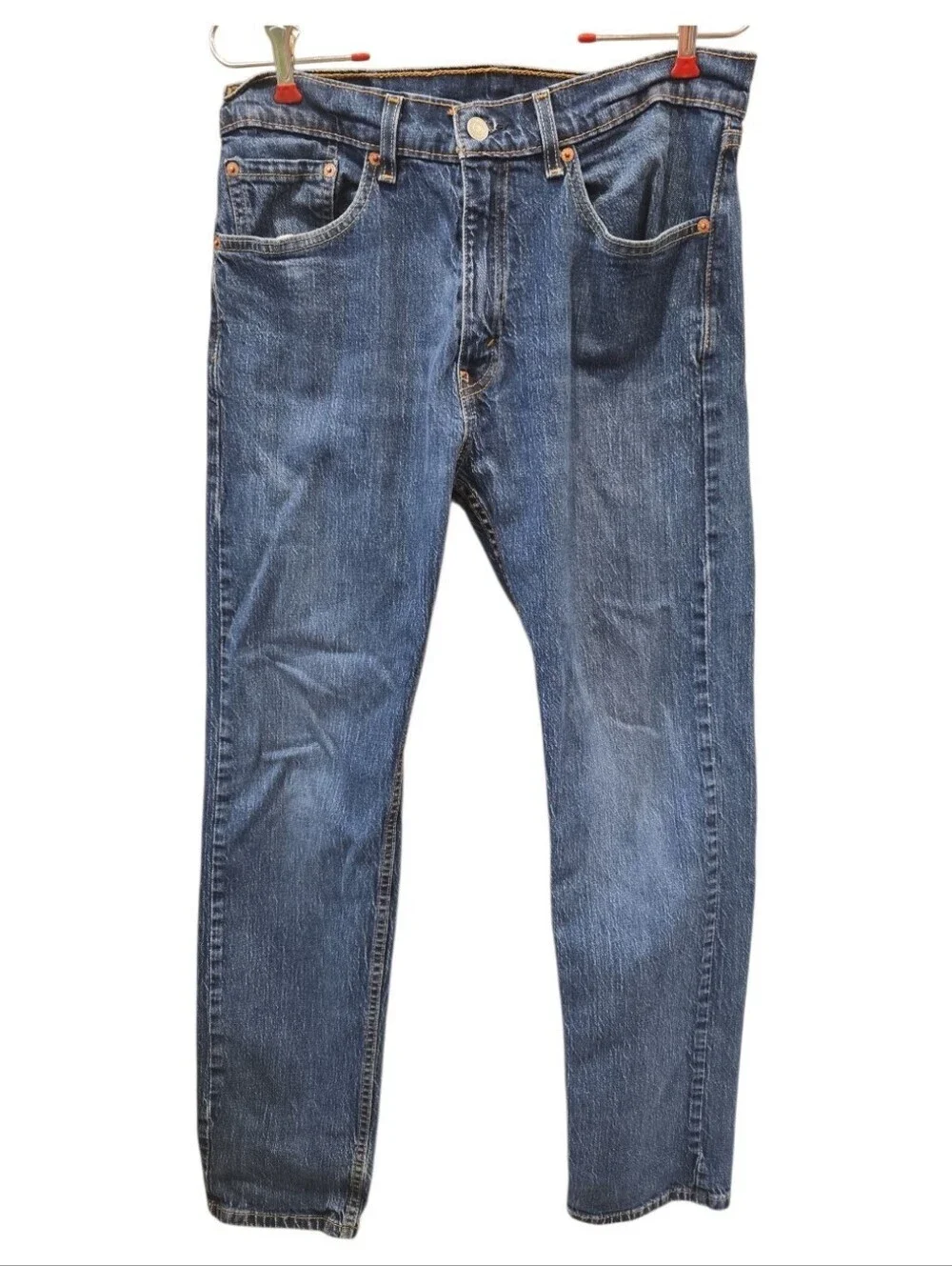 Levi’s Men’s Blue Denim Jeans Straight Fit Medium Wash 5-Pocket Cotton 32x32